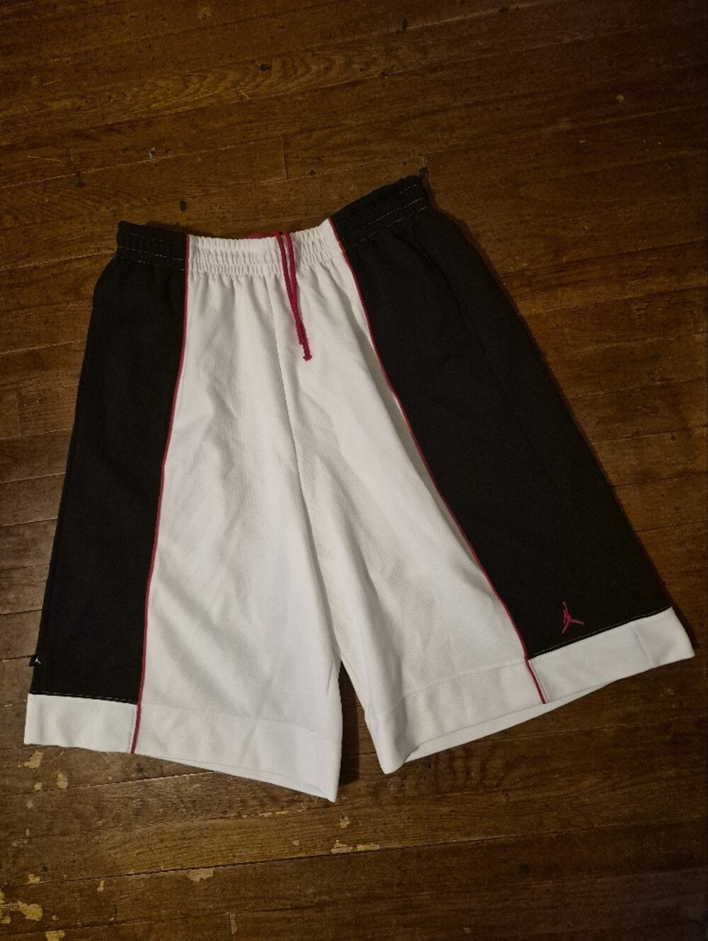 Jordan Mens Sz 3XL Black & White Athletic Men's Shorts with Red Trim